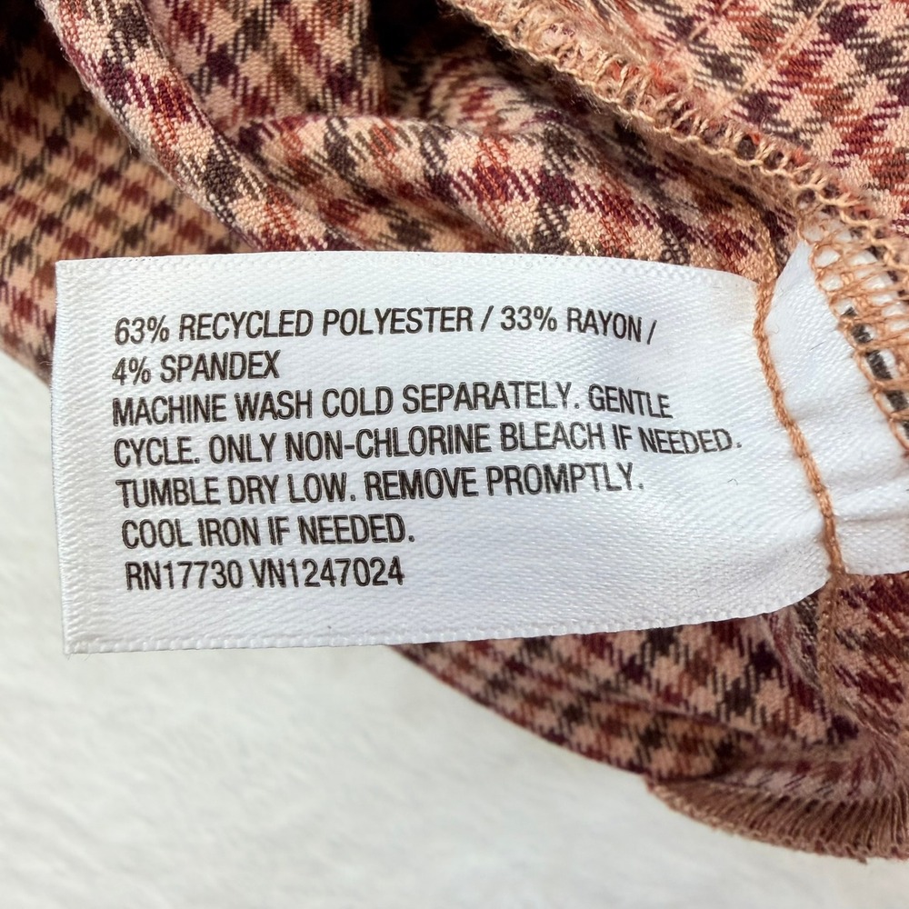 A New Day Women's Brown Houndstooth Plaid Mini Skirt Side Pockets Size L - Picture 5 of 9